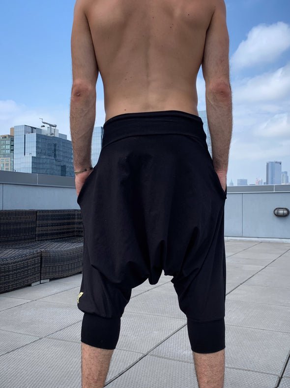 Raffe Black Short Harem Pants - ACES WILDER