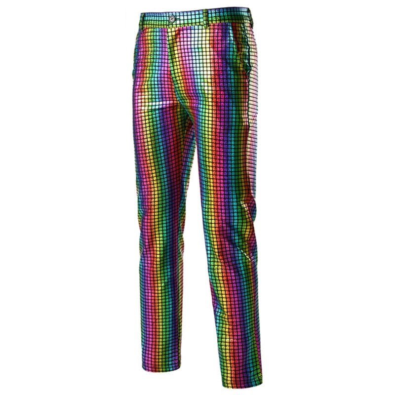 Rainbow Sequin Trouser Pants - Aces Wilder