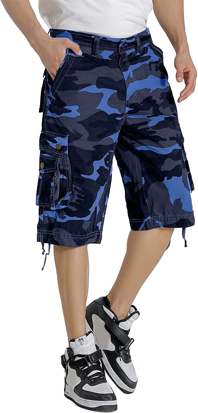 Blue camo cheap cargo shorts