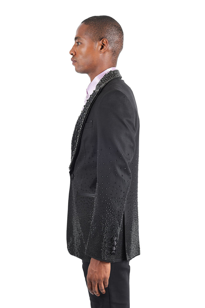 Randall Black Blazer with Beaded Lapel - ACES WILDER