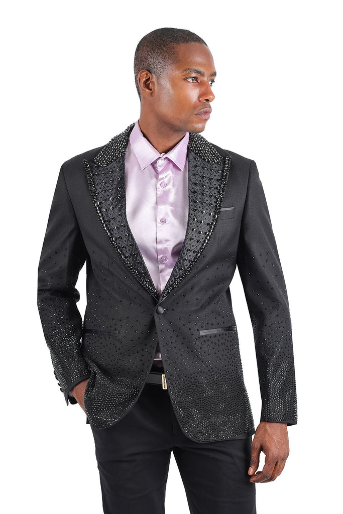 Randall Black Blazer with Beaded Lapel - ACES WILDER