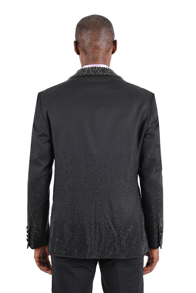 Randall Black Blazer with Beaded Lapel - ACES WILDER