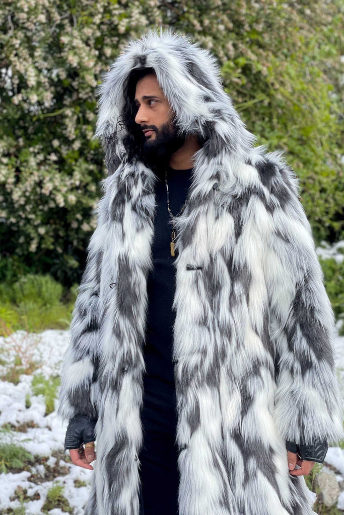 Sikkim - Snow Leopard Faux Fur Long Coat - Aces Wilder