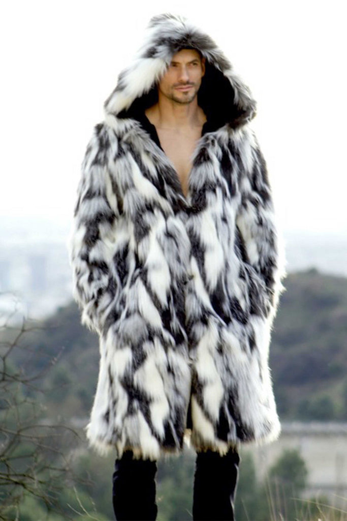 Sikkim - Snow Leopard Faux Fur Long Coat - Aces Wilder