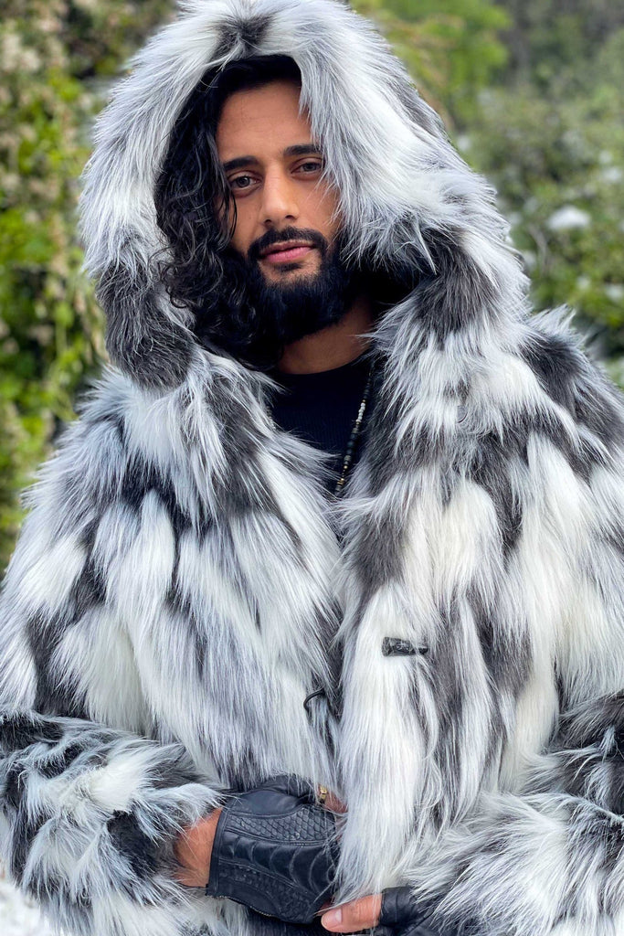 Sikkim - Snow Leopard Faux Fur Long Coat - Aces Wilder