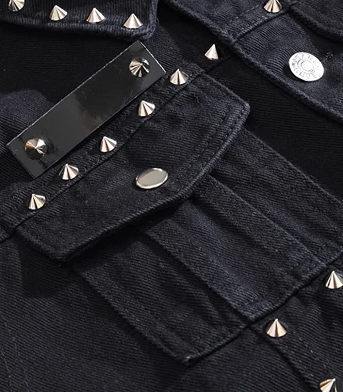 Studded Black Denim Vest - Aces Wilder