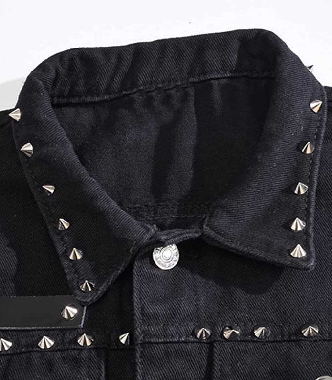 Studded Black Denim Vest - Aces Wilder