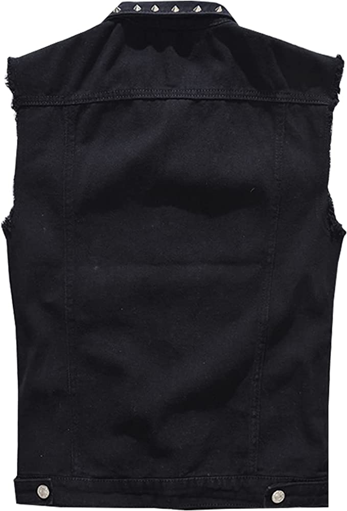 Studded Black Denim Vest - Aces Wilder