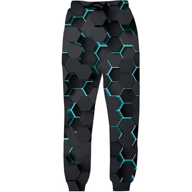 Tron Hexagon Patterned Joggers - Aces Wilder