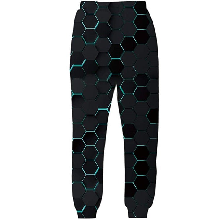 Tron Hexagon Patterned Joggers - Aces Wilder