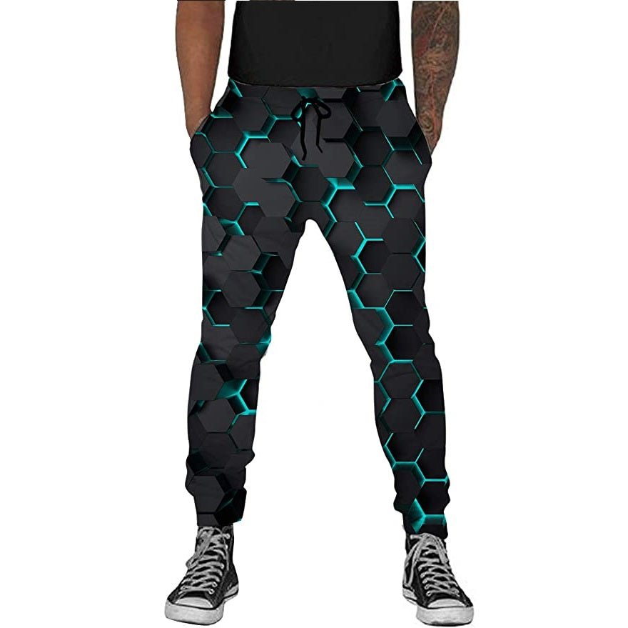 Tron Hexagon Patterned Joggers - Aces Wilder