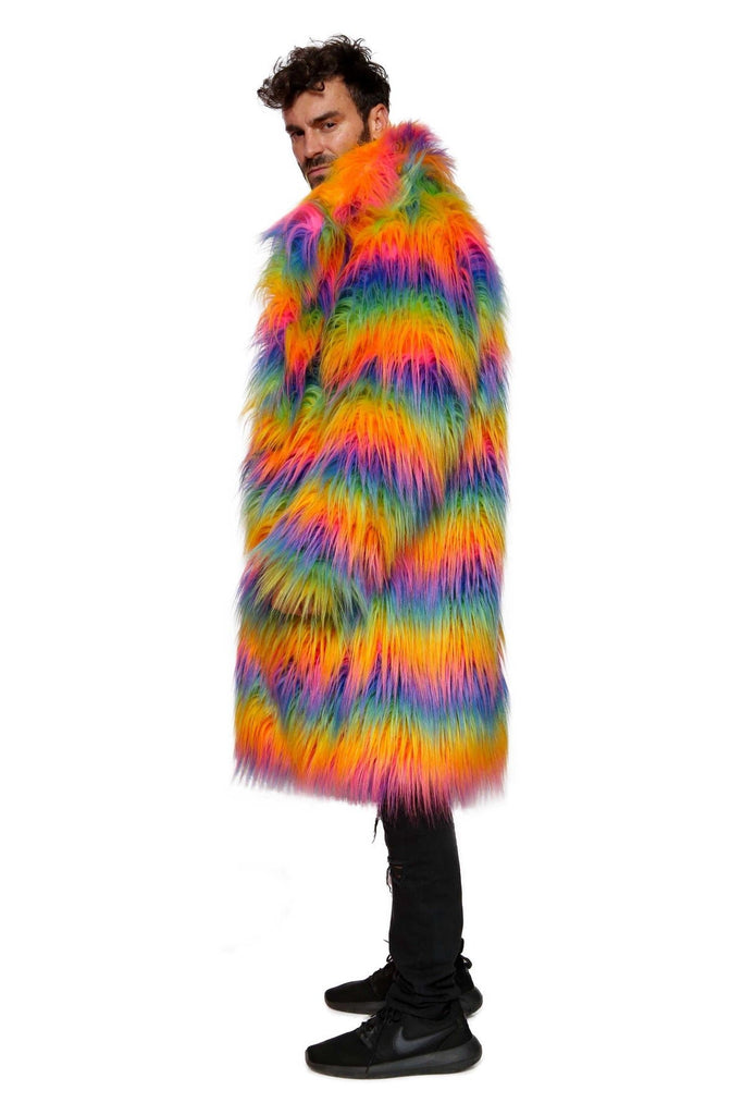 Wakati - Rainbow Faux Fur Coat - Aces Wilder