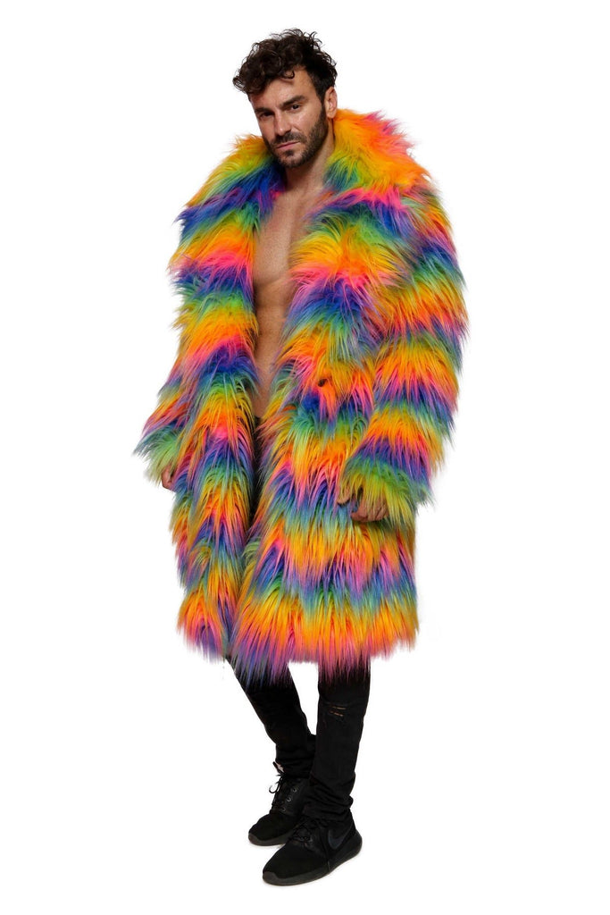 Wakati - Rainbow Faux Fur Coat - Aces Wilder