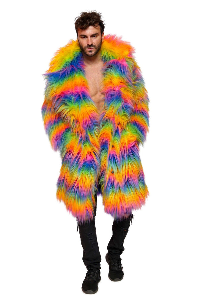 Wakati - Rainbow Faux Fur Coat - Aces Wilder