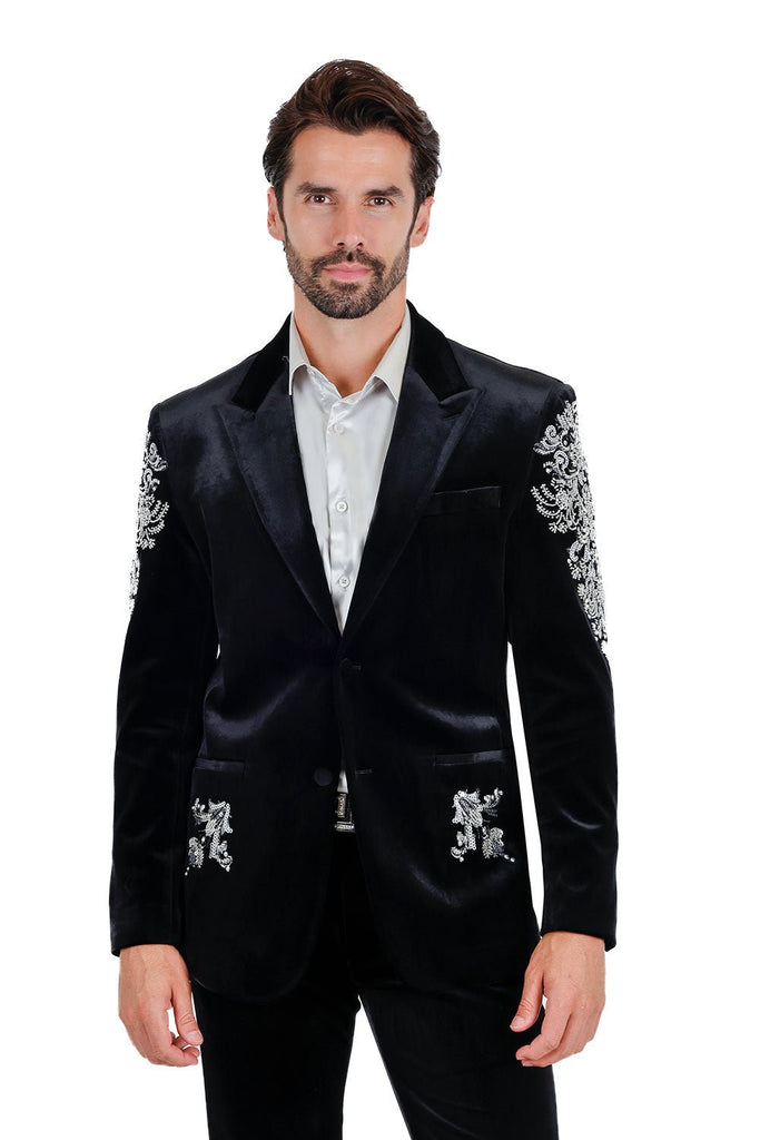 Wyatt Velvet Blazer with Sequin Accents - ACES WILDER