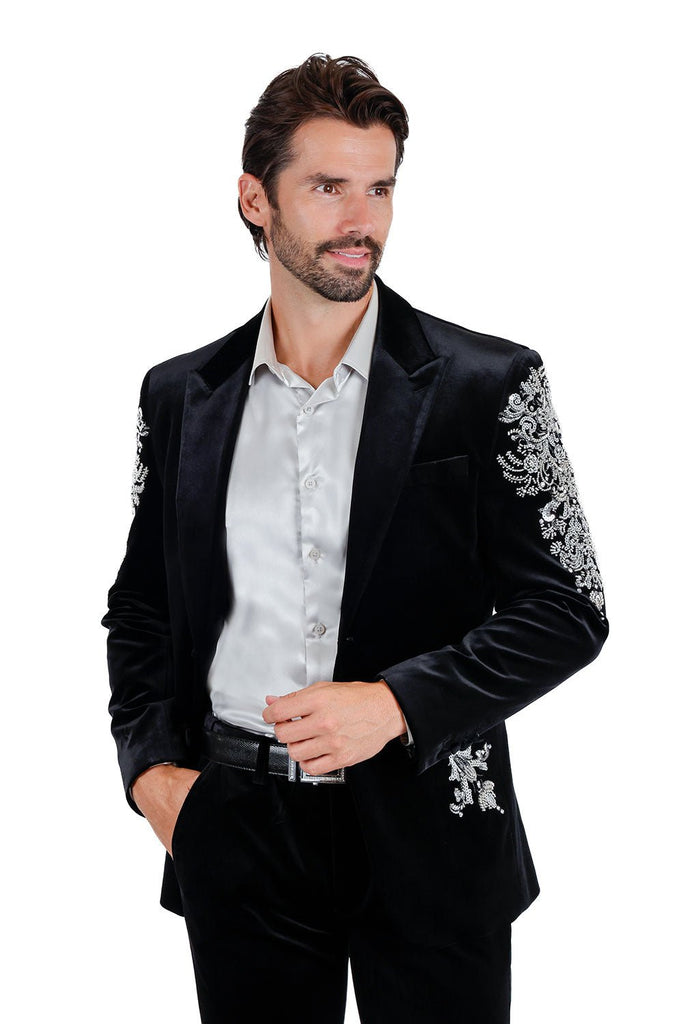 Wyatt Velvet Blazer with Sequin Accents - ACES WILDER