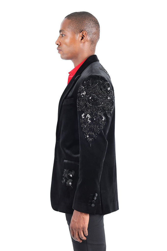 Wyatt Velvet Blazer with Sequin Accents - ACES WILDER