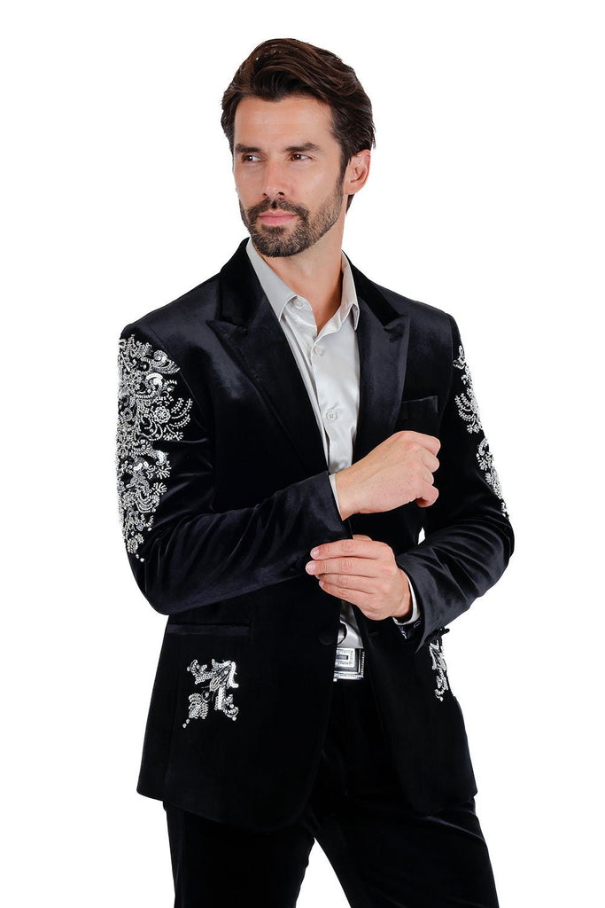 Wyatt Velvet Blazer with Sequin Accents - ACES WILDER