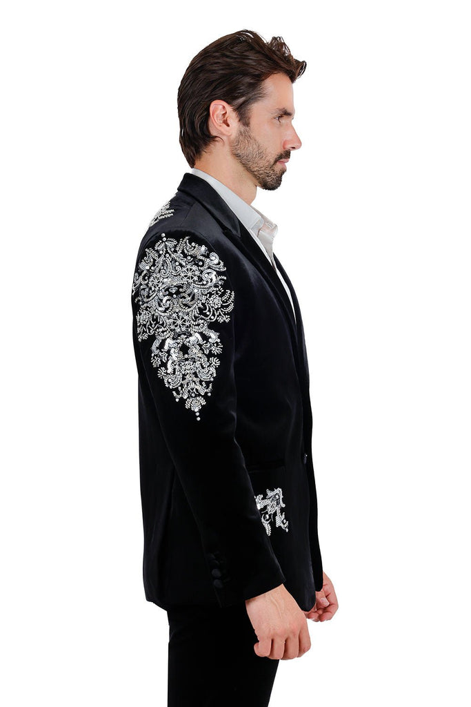 Wyatt Velvet Blazer with Sequin Accents - ACES WILDER