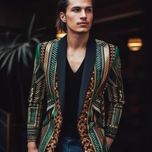 Zambezi Green & Gold Embroidered Blazer - Aces Wilder